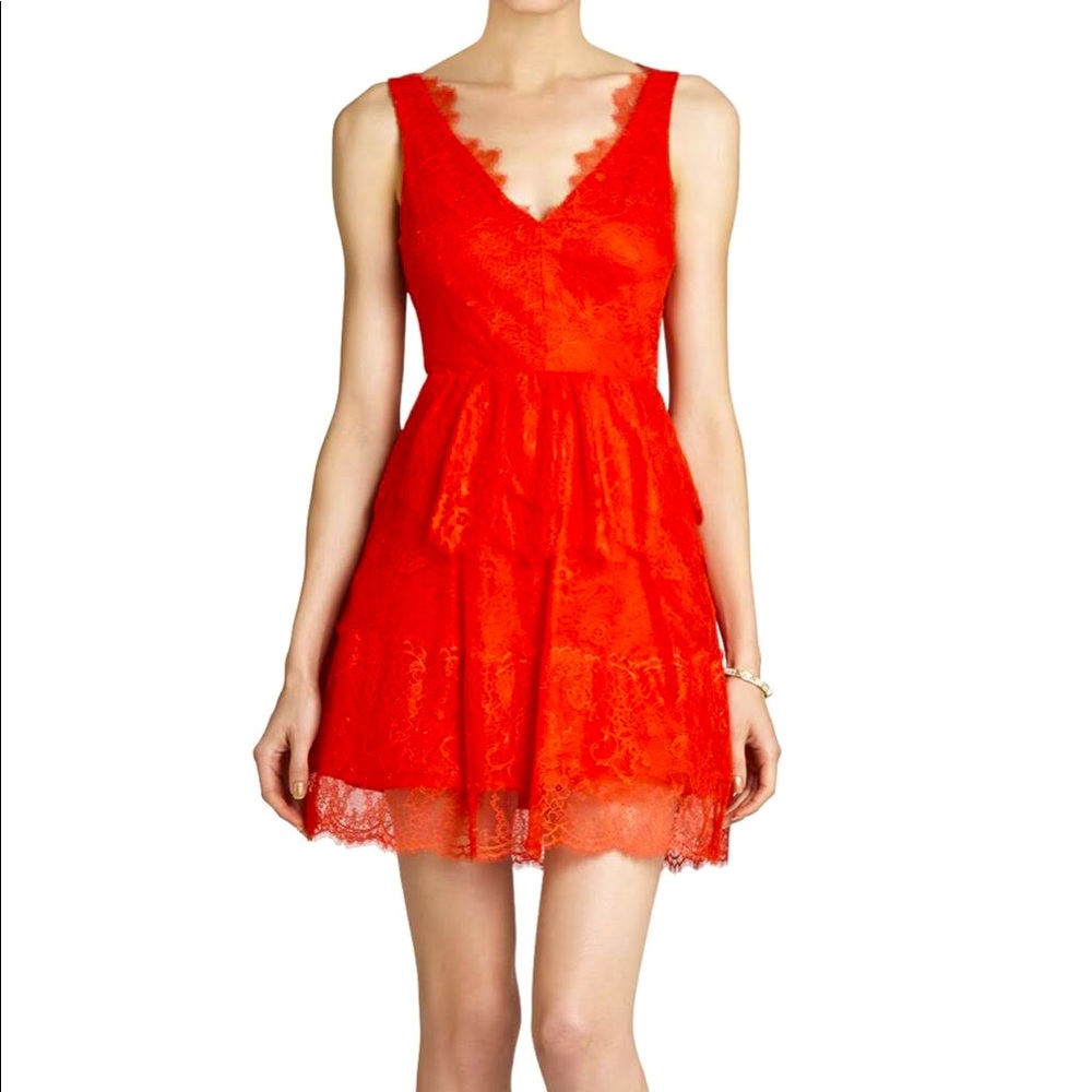 Romantic Lace BGBG Maxazria Red Dress (Size XXS)